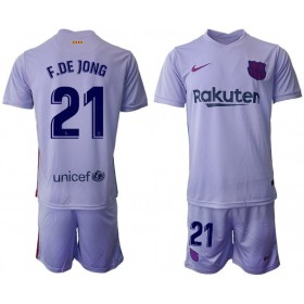 Koszulka FC Barcelona Frenkie de Jong 21 Dziecięcy Wyjazdowe Stroje Piłkarskie 2021/22 Krótki Rękaw